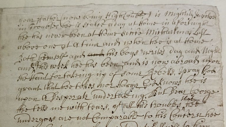Close up of an old handwritten letter